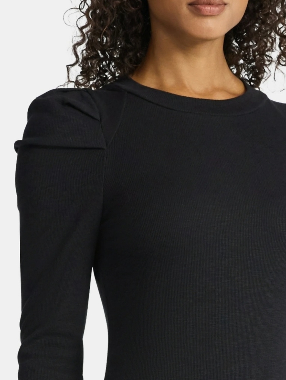 Time and Tru Black Puff Shoulder Long Sleeve Blouse Women's Size XL (16-18) NEW - Picture 5 of 7